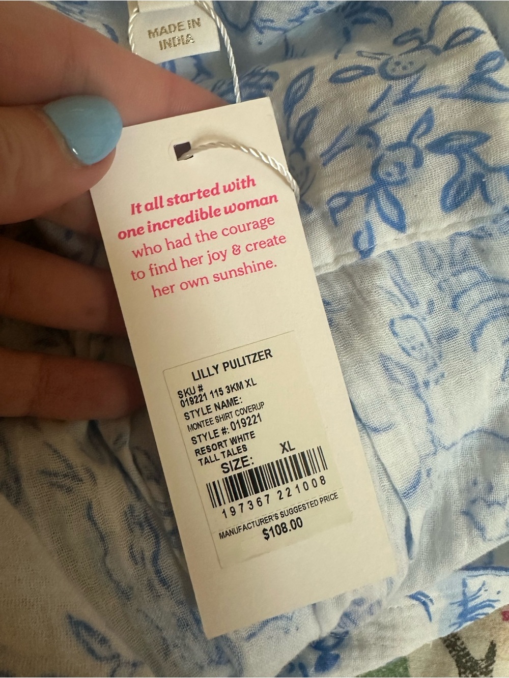 NWT Lilly Pulitzer Montee Shirt Porter Shorts coverup resort white tall tales XL - Picture 3 of 14